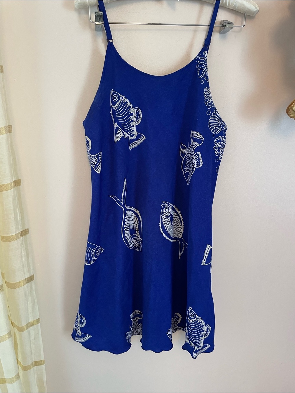 Royal Blue Fish-Print Chemise Sundress Size M